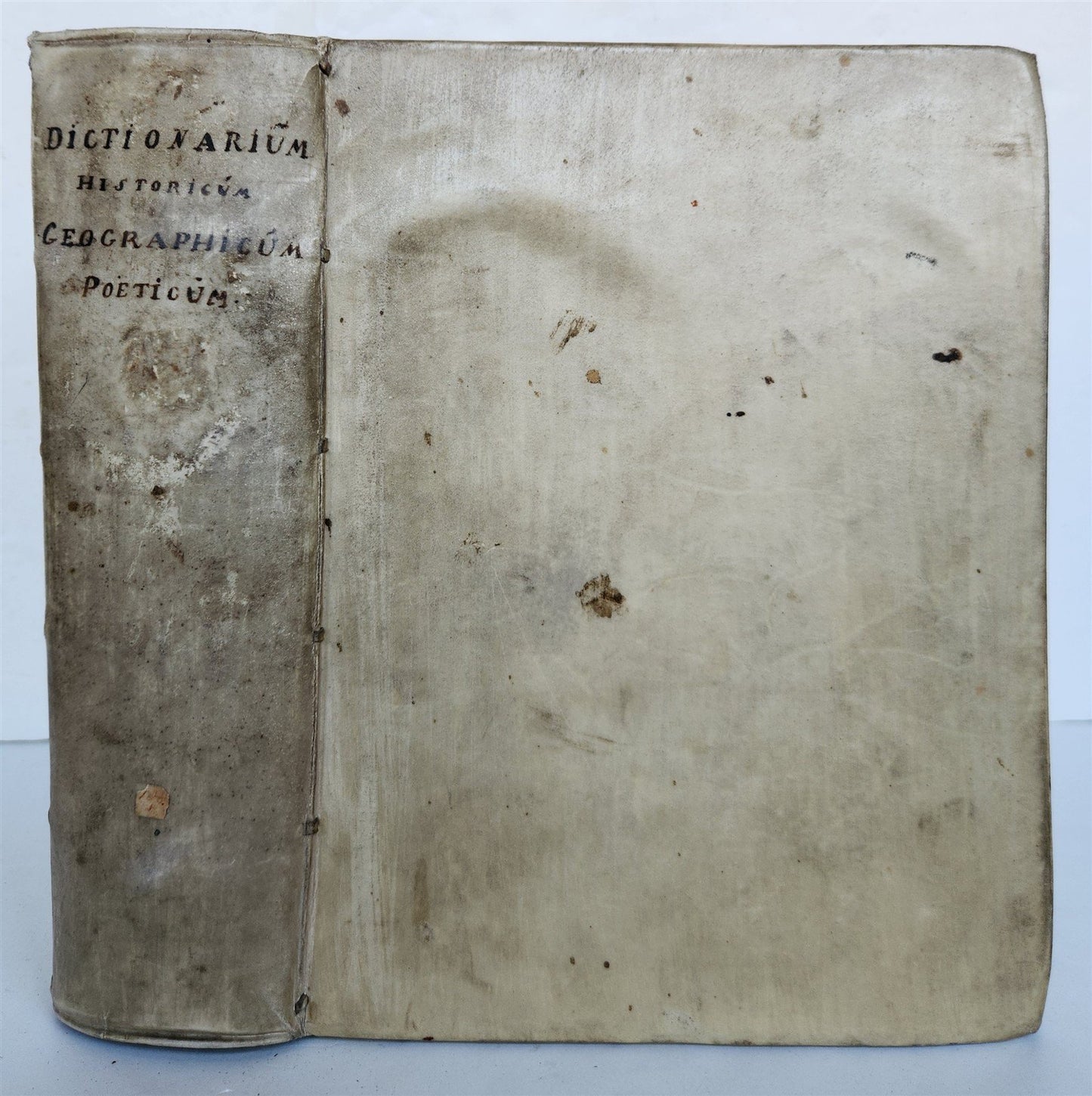 1693 DICTIONARY HISTORICAL GEOGRAPHICAL & POETICAL antique VELLUM BOUND 17th C.