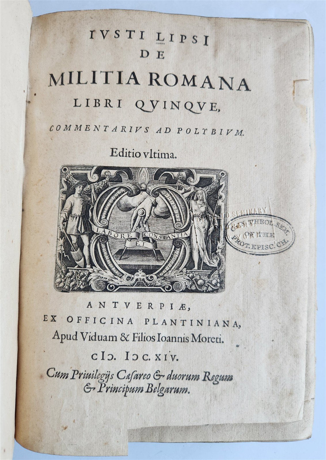 1614 DE MILITIA ROMANA by LIPSIUS antique ILLUSTRATED WARFARE Plantiniana vellum