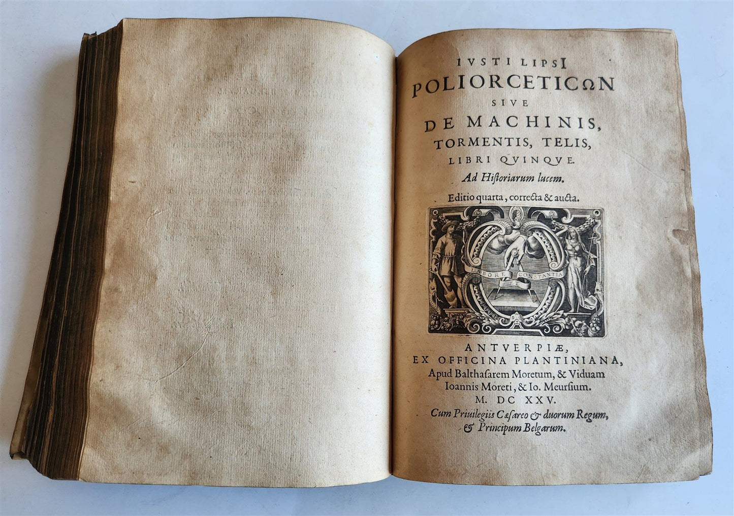 1614 DE MILITIA ROMANA by LIPSIUS antique ILLUSTRATED WARFARE Plantiniana vellum
