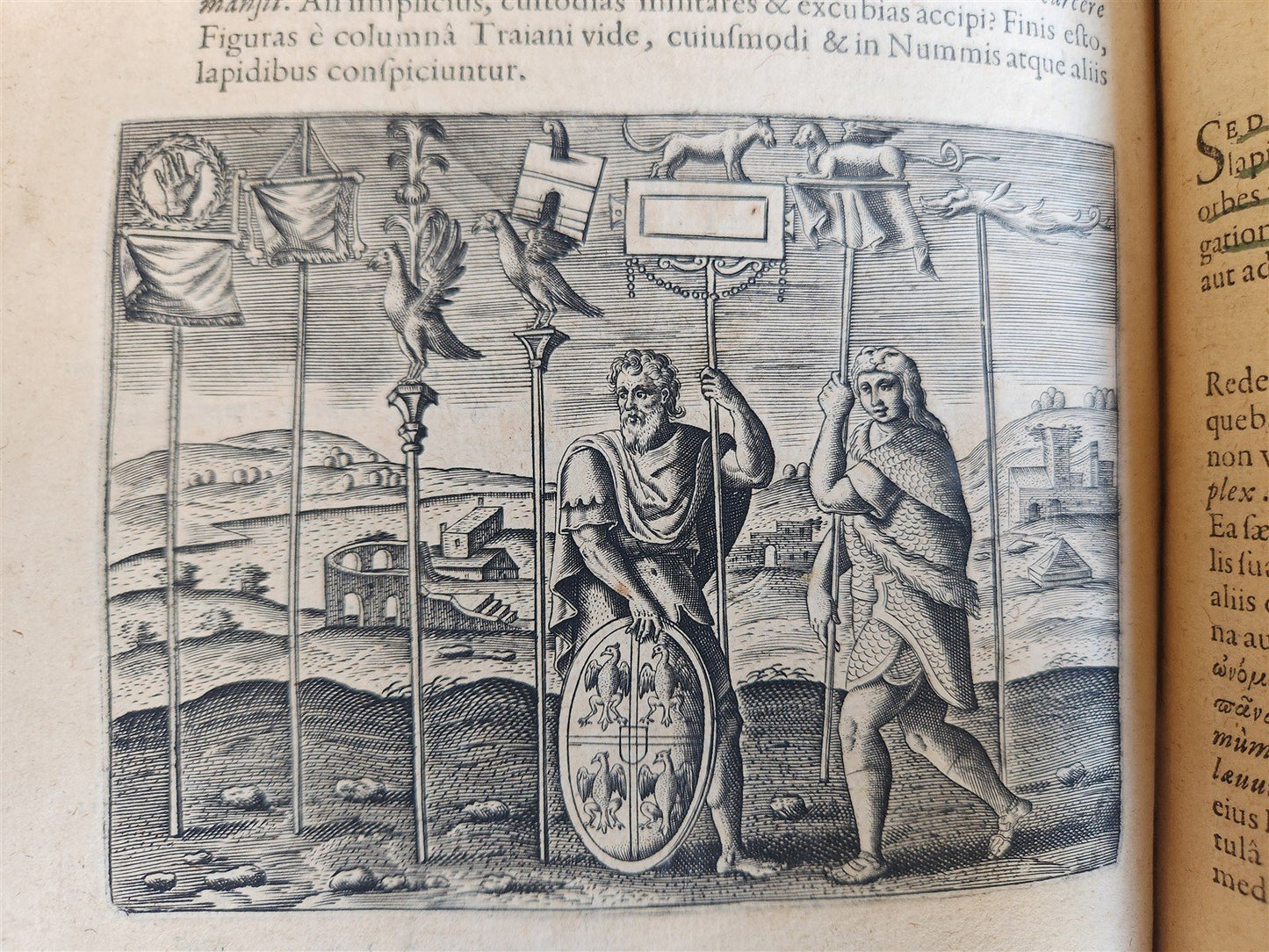1614 DE MILITIA ROMANA by LIPSIUS antique ILLUSTRATED WARFARE Plantiniana vellum