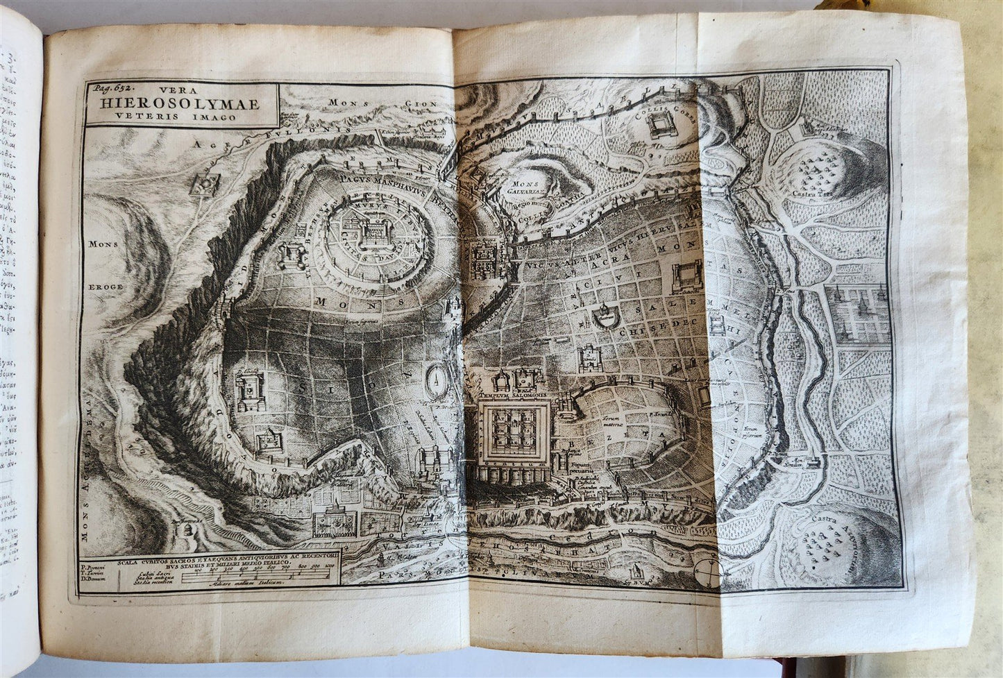 1709 BIBLE in GREEK ILLUSTRATED w/ MAPS antique GILT DECORATED VELLUM BINDING