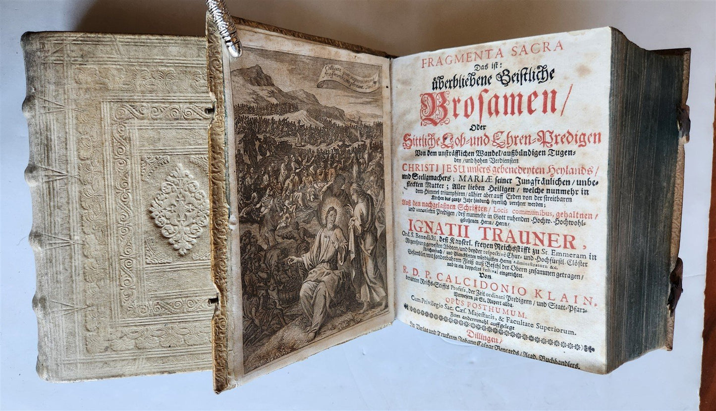 1701 RARE SERMONS of Trauner 2 VOLUMES antique scarce PIGSKIN BINDING