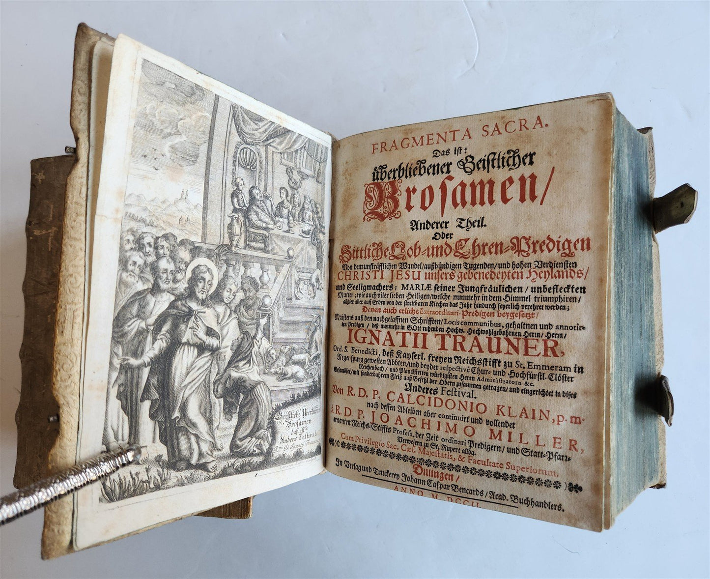 1701 RARE SERMONS of Trauner 2 VOLUMES antique scarce PIGSKIN BINDING