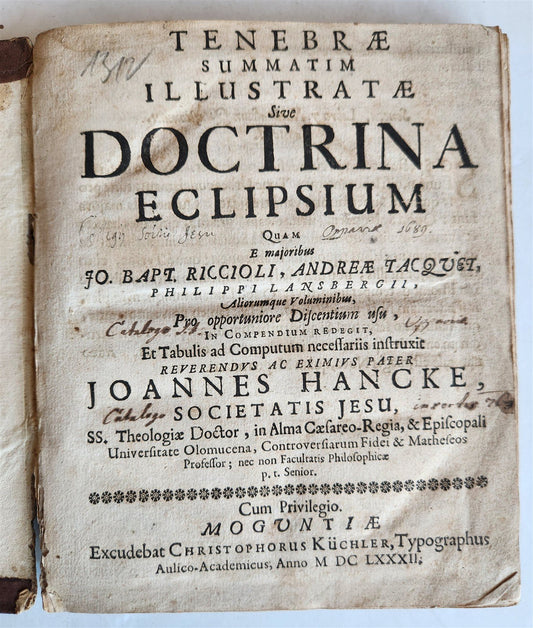 1682 ASTRONOMY ECLIPSES antique Tenebrae Summatim Illustratae Doctrina Eclipsium