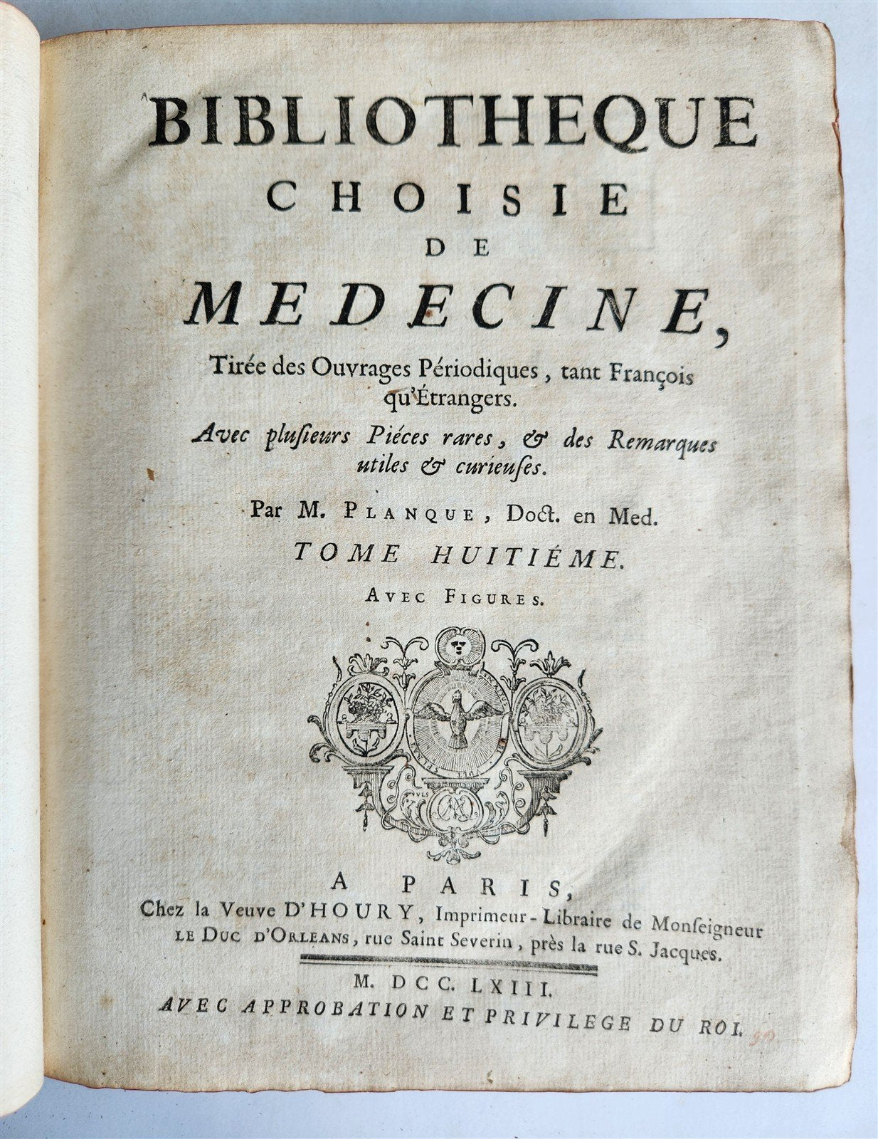 1763 MEDICAL TREATISE ILLUSTRATED ANATOMY by Francois PLANQUE antique V. 8
