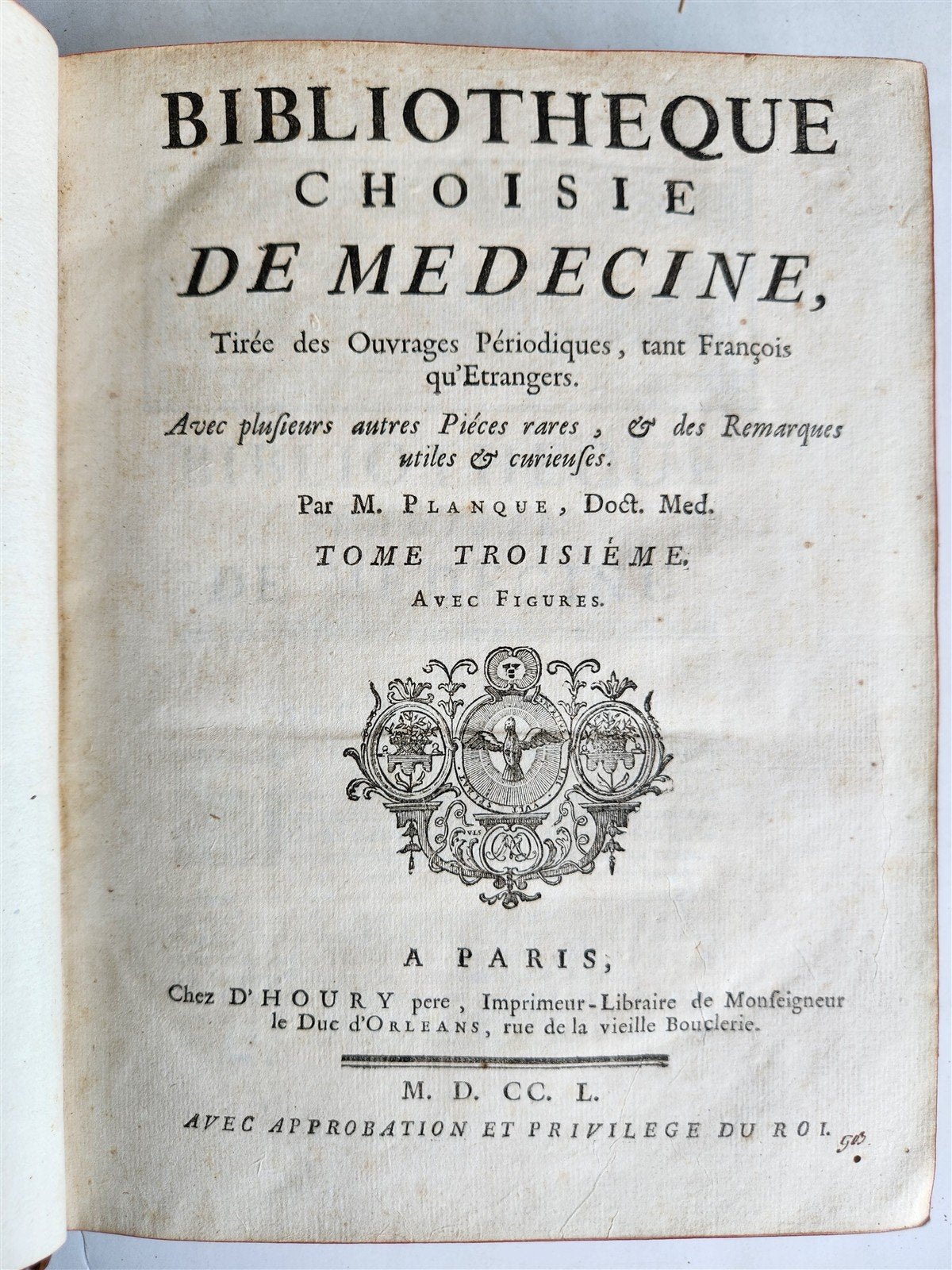 1750 MEDICAL TREATISE ILLUSTRATED ANATOMY by Francois PLANQUE antique V. 3