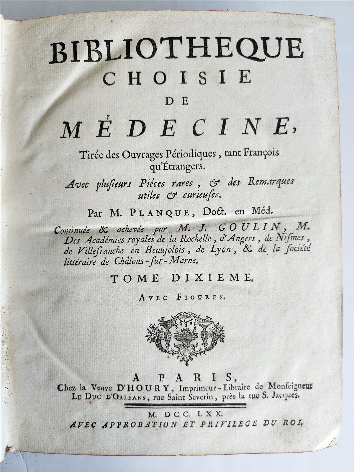 1770 MEDICAL TREATISE ILLUSTRATED ANATOMY by Francois PLANQUE antique V. 10