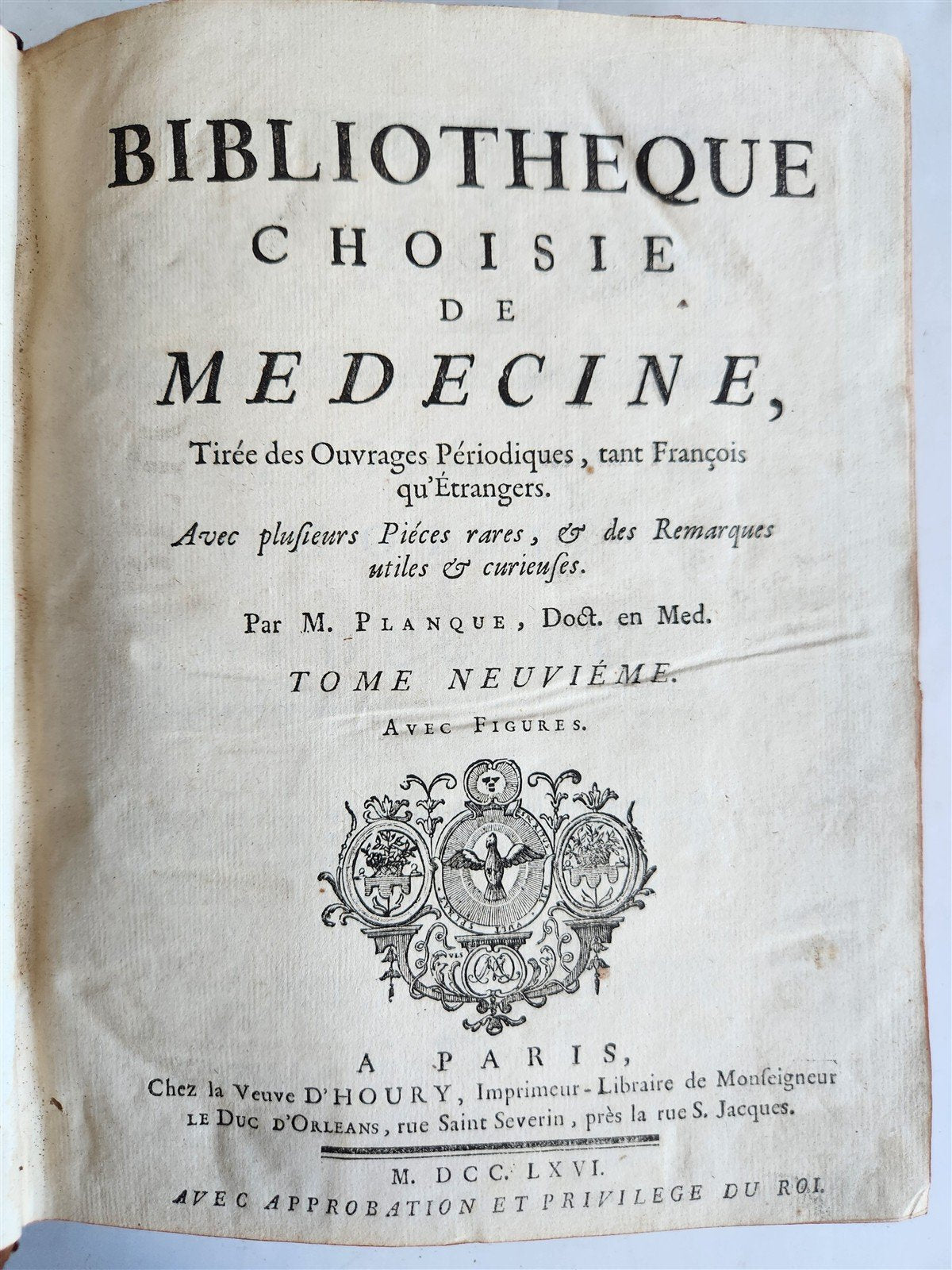 1766 MEDICAL TREATISE ILLUSTRATED ANATOMY by Francois PLANQUE antique V. 9