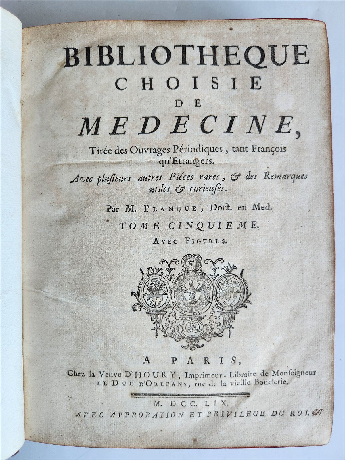 1759 MEDICAL TREATISE ILLUSTRATED ANATOMY by Francois PLANQUE antique V. 5