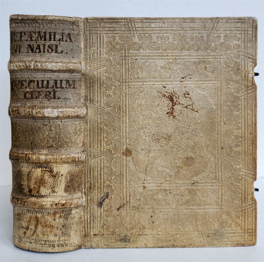1710 THEOLOGY antique BLIND TOOLED PIGSKIN BINDING decorative