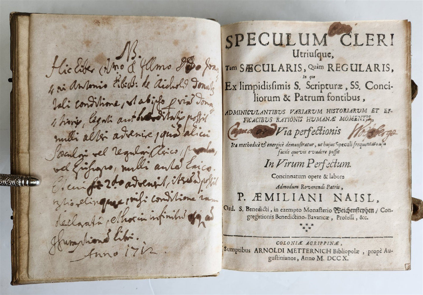 1710 THEOLOGY antique BLIND TOOLED PIGSKIN BINDING decorative