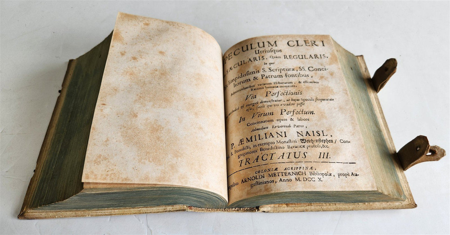 1710 THEOLOGY antique BLIND TOOLED PIGSKIN BINDING decorative