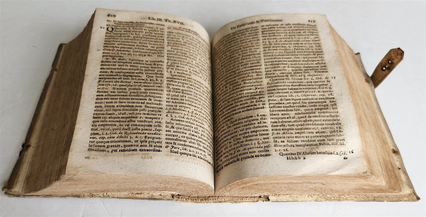 1706 THEOLOGY antique BLIND TOOLED PIGSKIN BINDING decorative