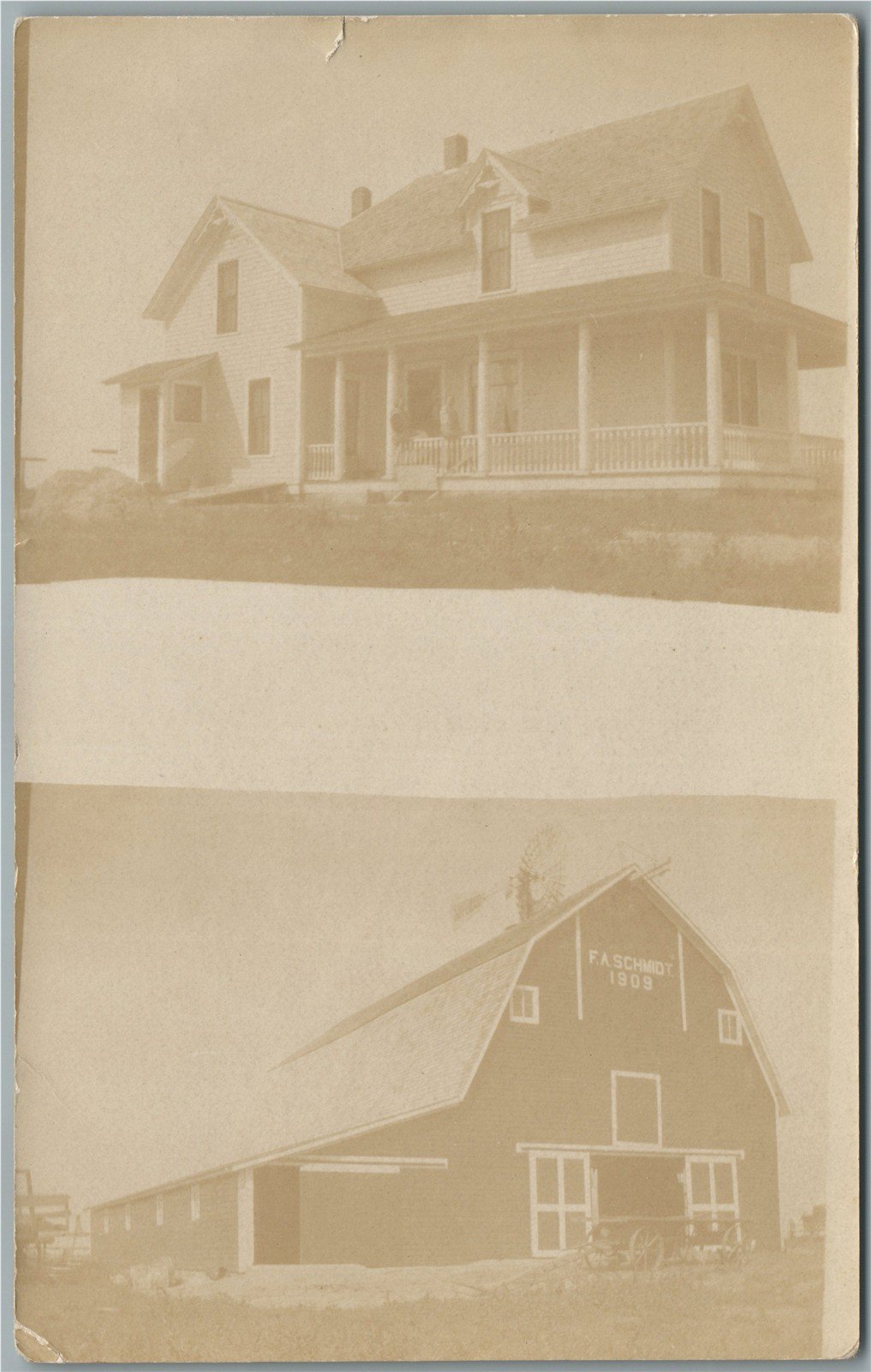 COURTENAY ND F.A.SCHMIDT 1909 BARN ANTIQUE REAL PHOTO POSTCARD RPPC