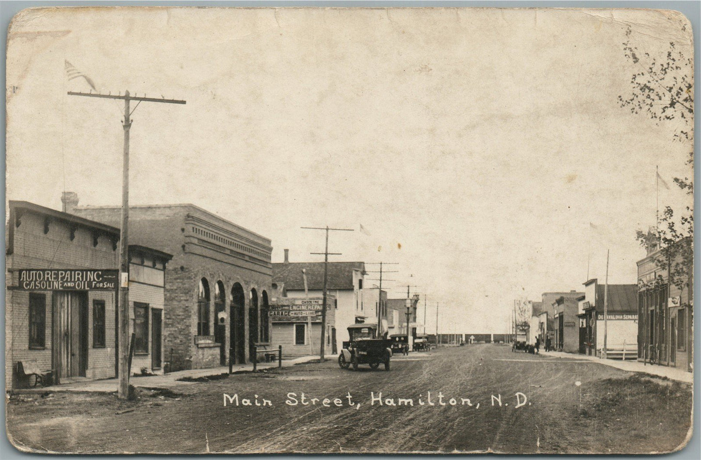 HAMILTON ND MAIN STREET ANTIQUE REAL PHOTO POSTCARD RPPC