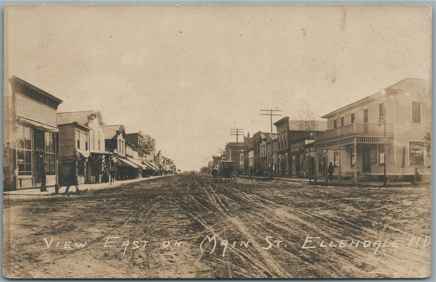 ELLENDALE ND MAIN STREET ANTIQUE REAL PHOTO POSTCARD RPPC