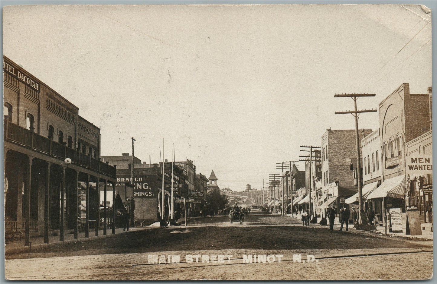 MINOT ND MAIN STREET ANTIQUE REAL PHOTO POSTCARD RPPC