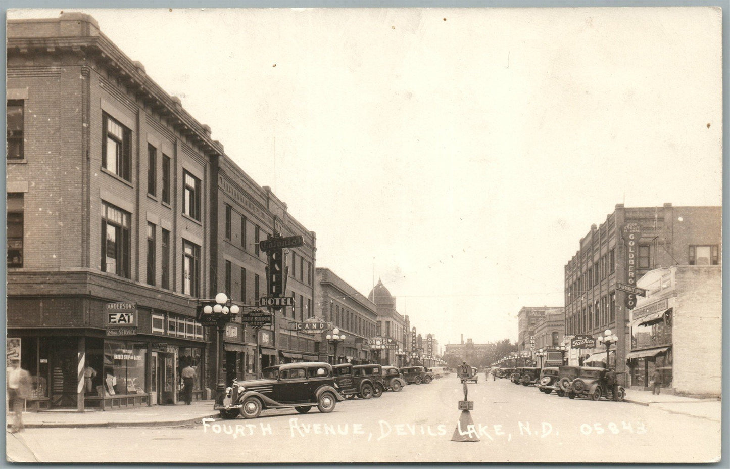 DEVIL'S LAKE ND FOURTH AVENUE ANTIQUE REAL PHOTO POSTCARD RPPC