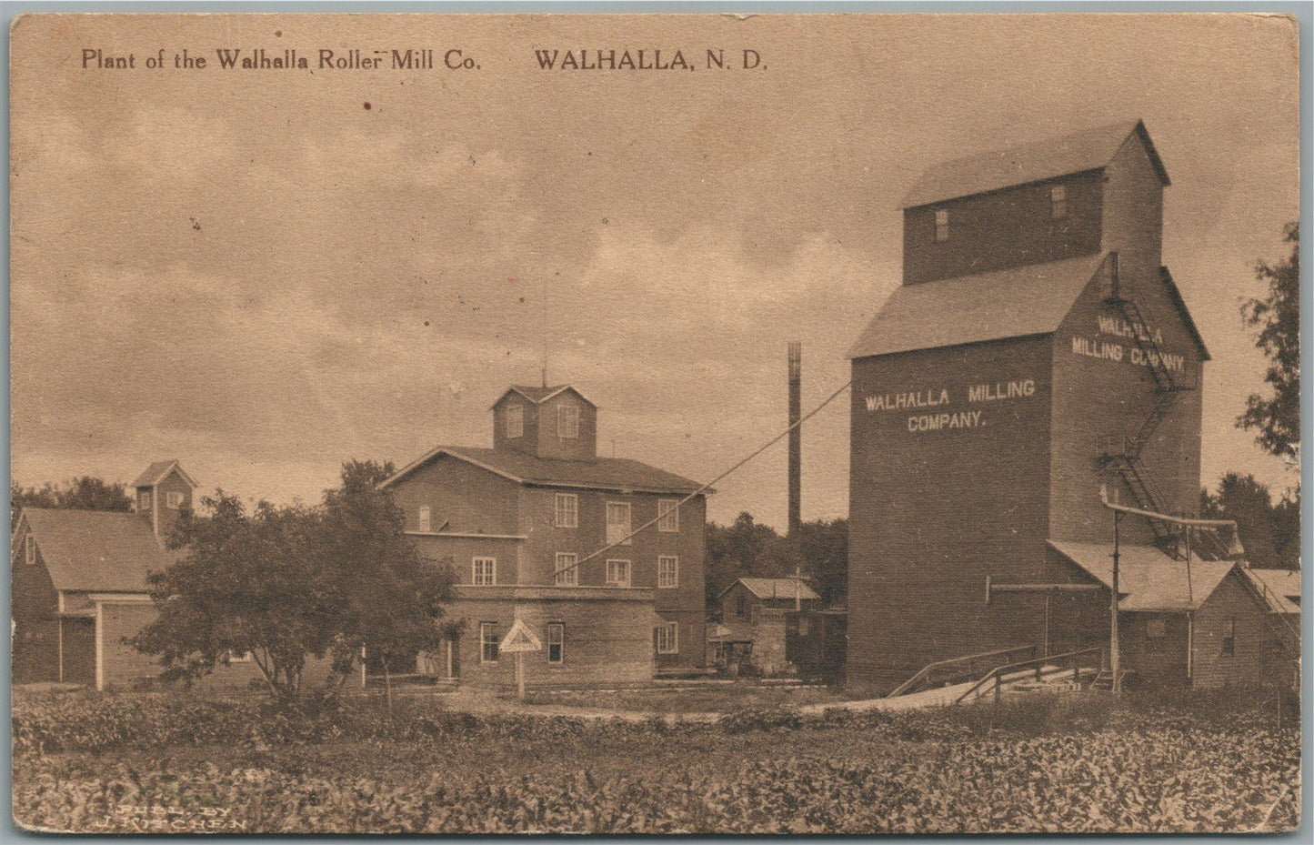 WALHALLA ND PLANT in ROLLER MILL COMPANY ANTIQUE POSTCARD