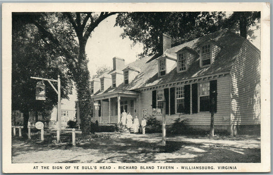 WILLIAMSBURG VA RICHARD BLAND TAVERN ANTIQUE POSTCARD