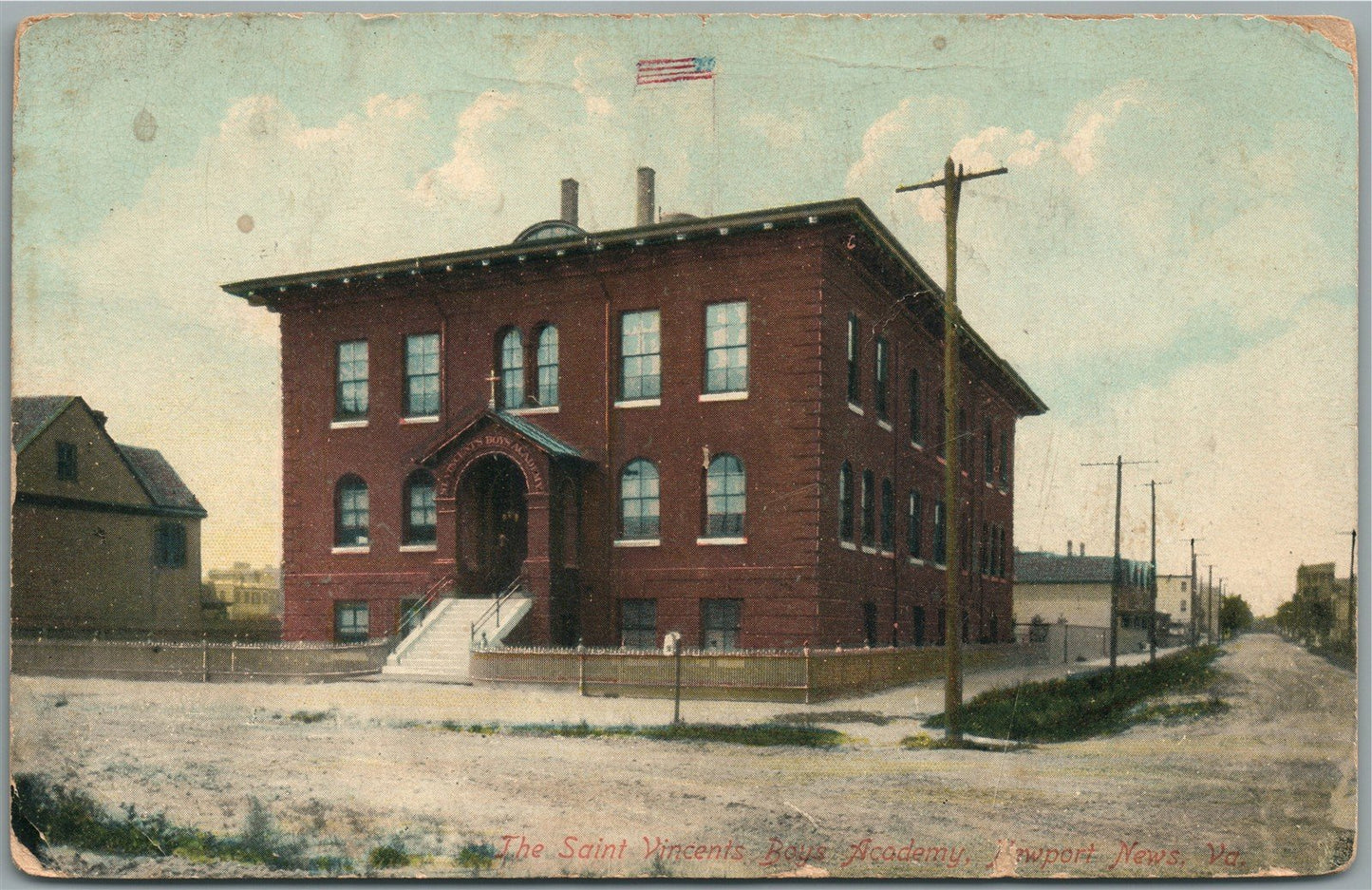 NEWPORT NEWS VA SAINT VINCENTS BOYS ACADEMY ANTIQUE POSTCARD