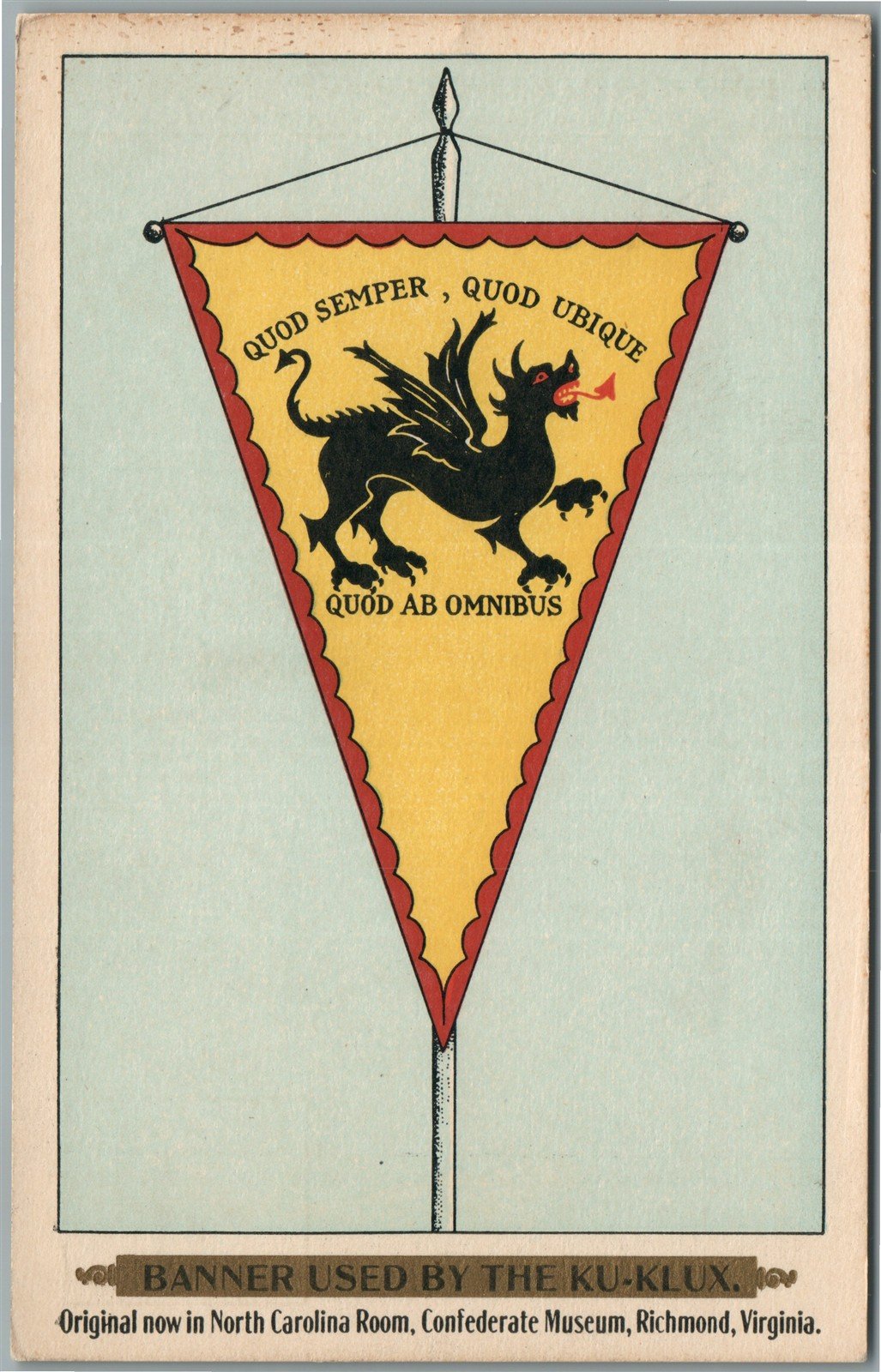 RICHMOND VA MUSEUM KKK BANNER ANTIQUE POSTCARD