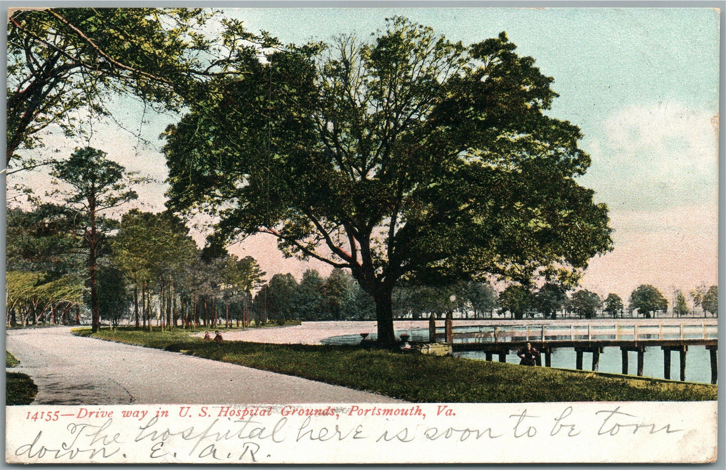 PORTSMOUTH VA DRIVEWAY TO US HOSPITAL GROUNDS ANTIQUE POSTCARD