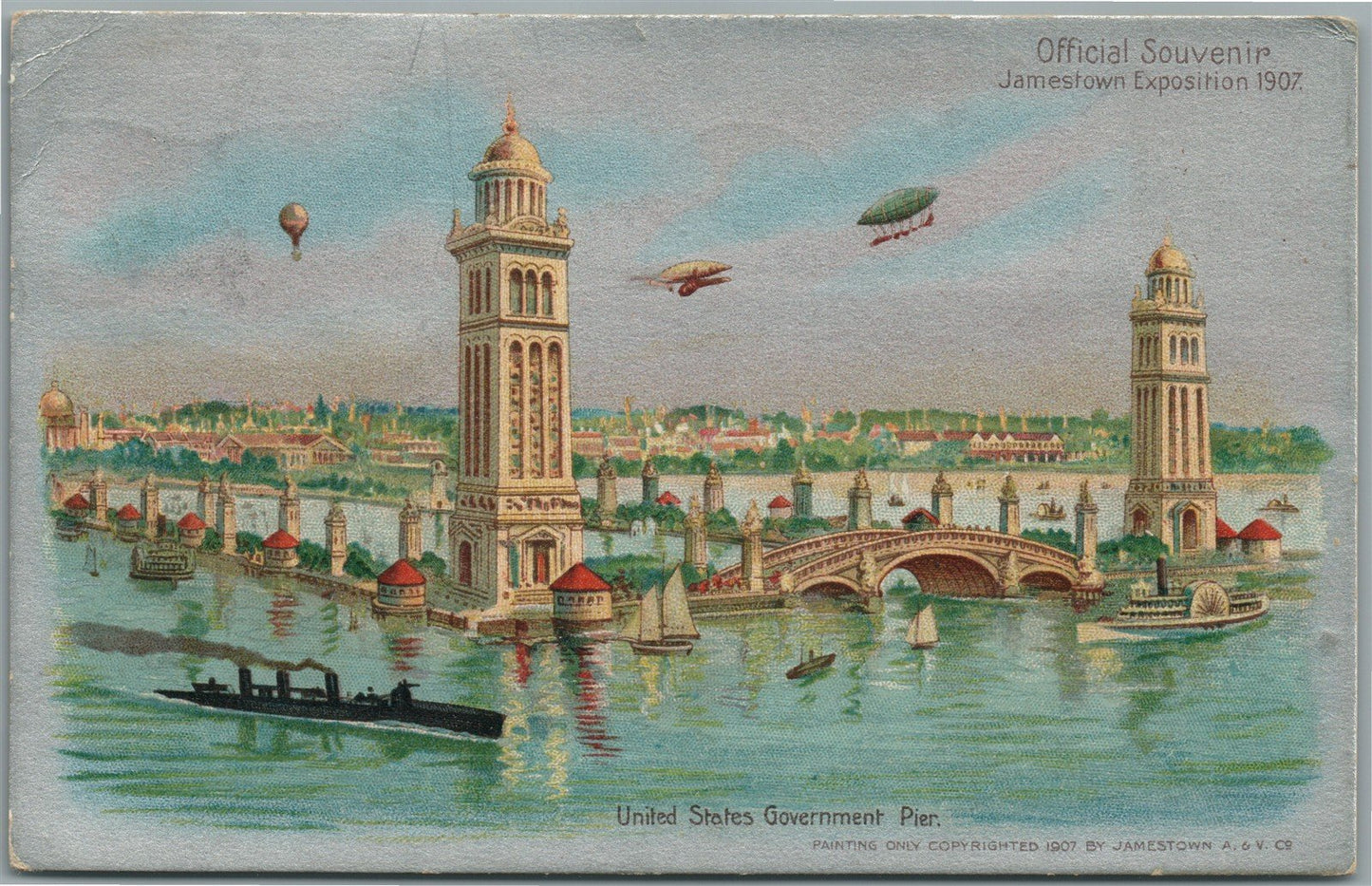 JAMESTOWN EXPOSITION VA UNITED STATES GOVERNMENT PIER ANTIQUE POSTCARD