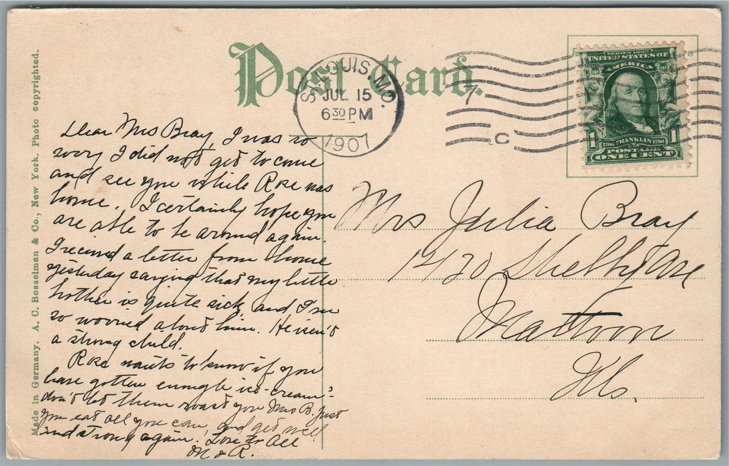 JAMESTOWN EXPOSITION VA 1907 ANTIQUE POSTCARD