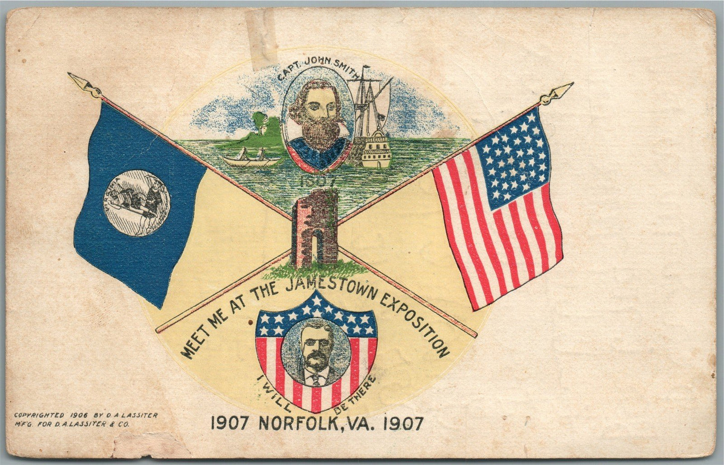NORFOLK VA JAMESTOWN EXPOSITION 1907 ANTIQUE POSTCARD