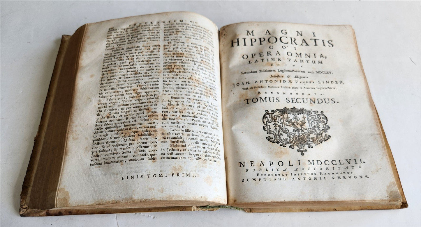 1757 HIPPOCRATES TREATISE antique MEDICAL vellum bound