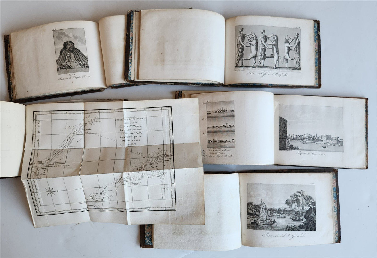 1817 VOYAGES 5 ATLAS VOLUMES antique ILLUSTRATED travels COOK ASIA TURKEY w/MAPS