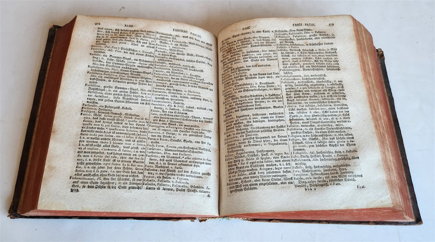 1759 ITALIAN GERMAN DICTIONARY antique Dizionario italiano-tedesco 18th CENTURY