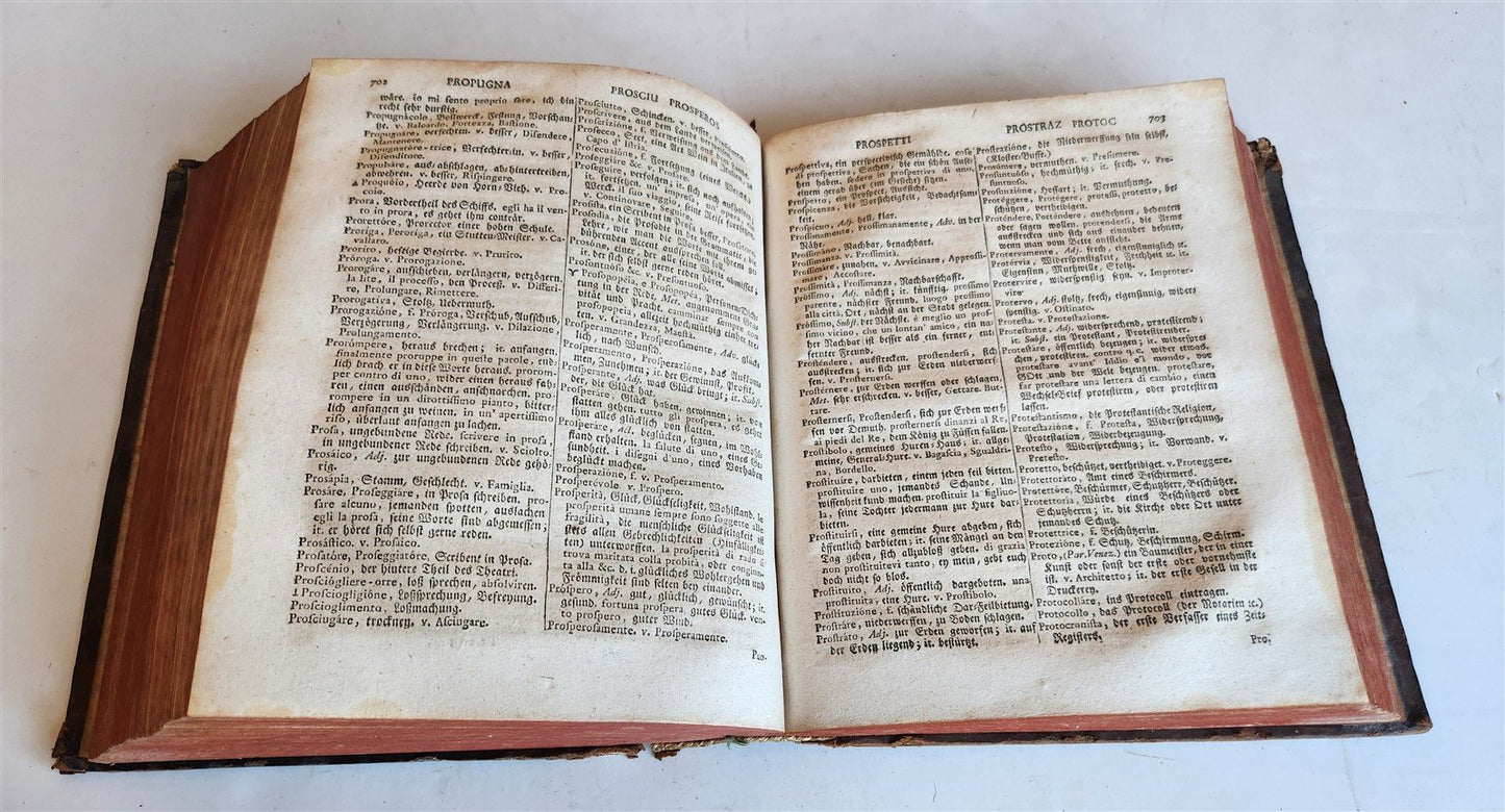 1759 ITALIAN GERMAN DICTIONARY antique Dizionario italiano-tedesco 18th CENTURY