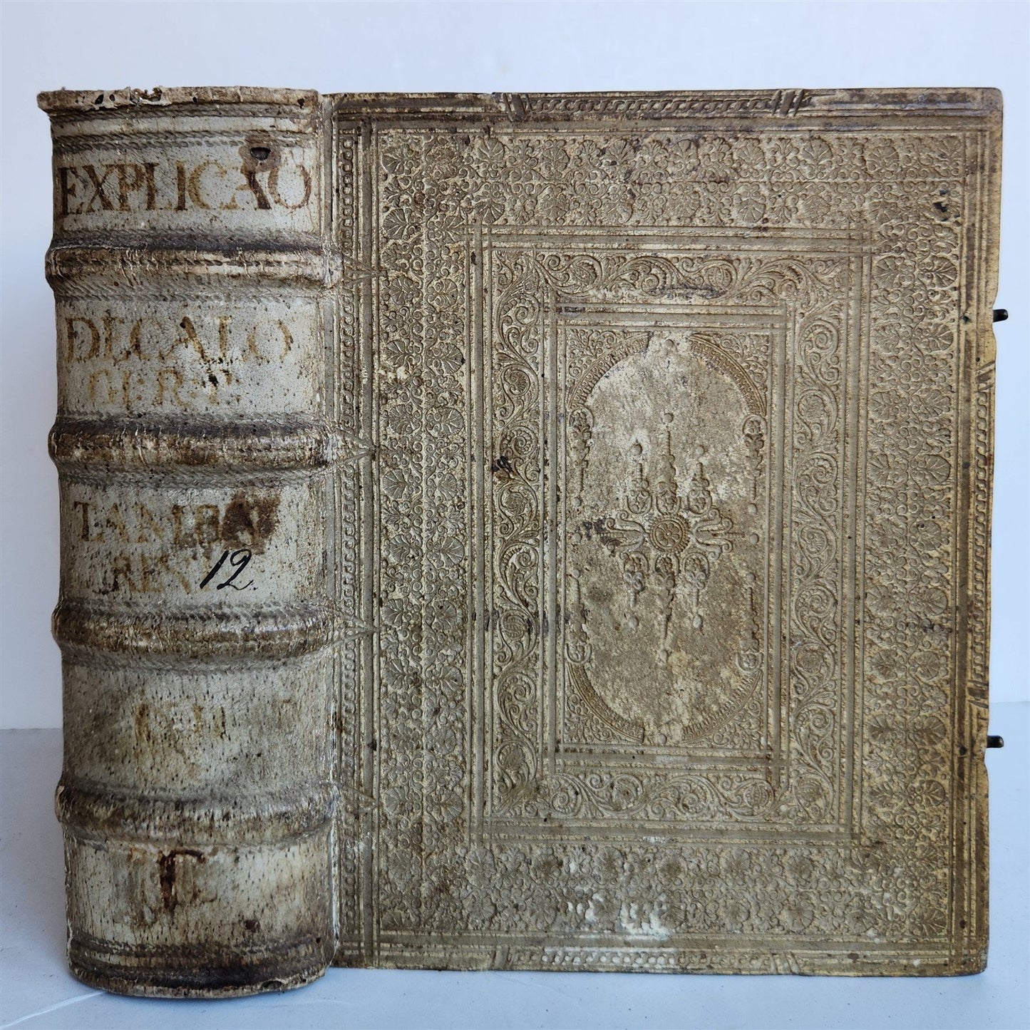 1659 JESUIT THEOLOGY by Tommaso Tamburini antique PIGSKIN over WOOD BINDING