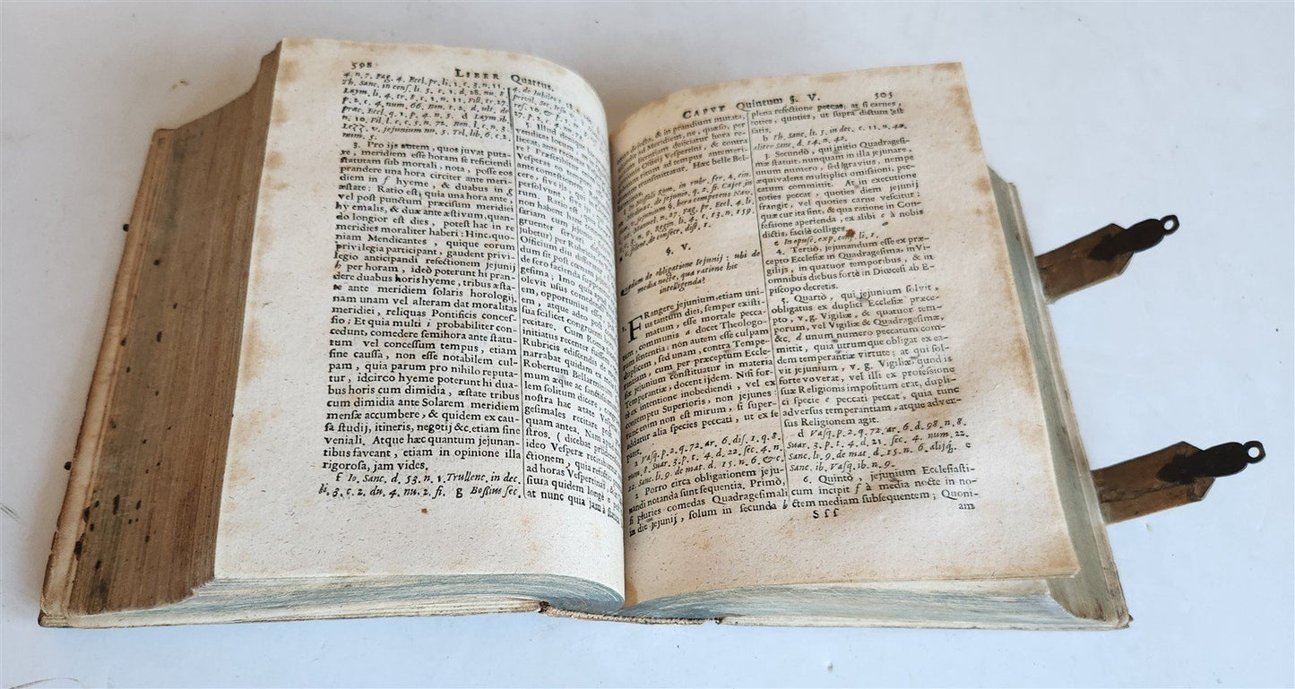 1659 JESUIT THEOLOGY by Tommaso Tamburini antique PIGSKIN over WOOD BINDING