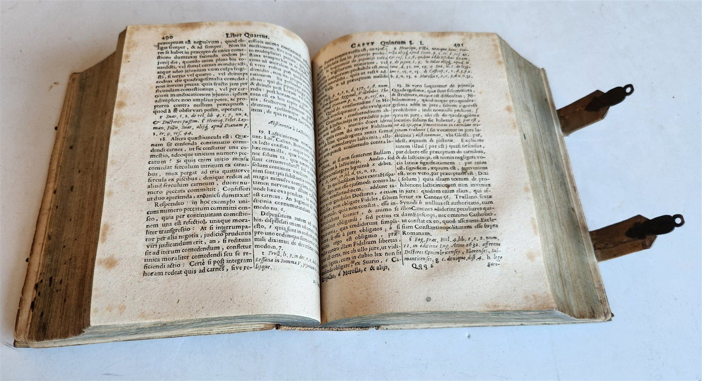 1659 JESUIT THEOLOGY by Tommaso Tamburini antique PIGSKIN over WOOD BINDING