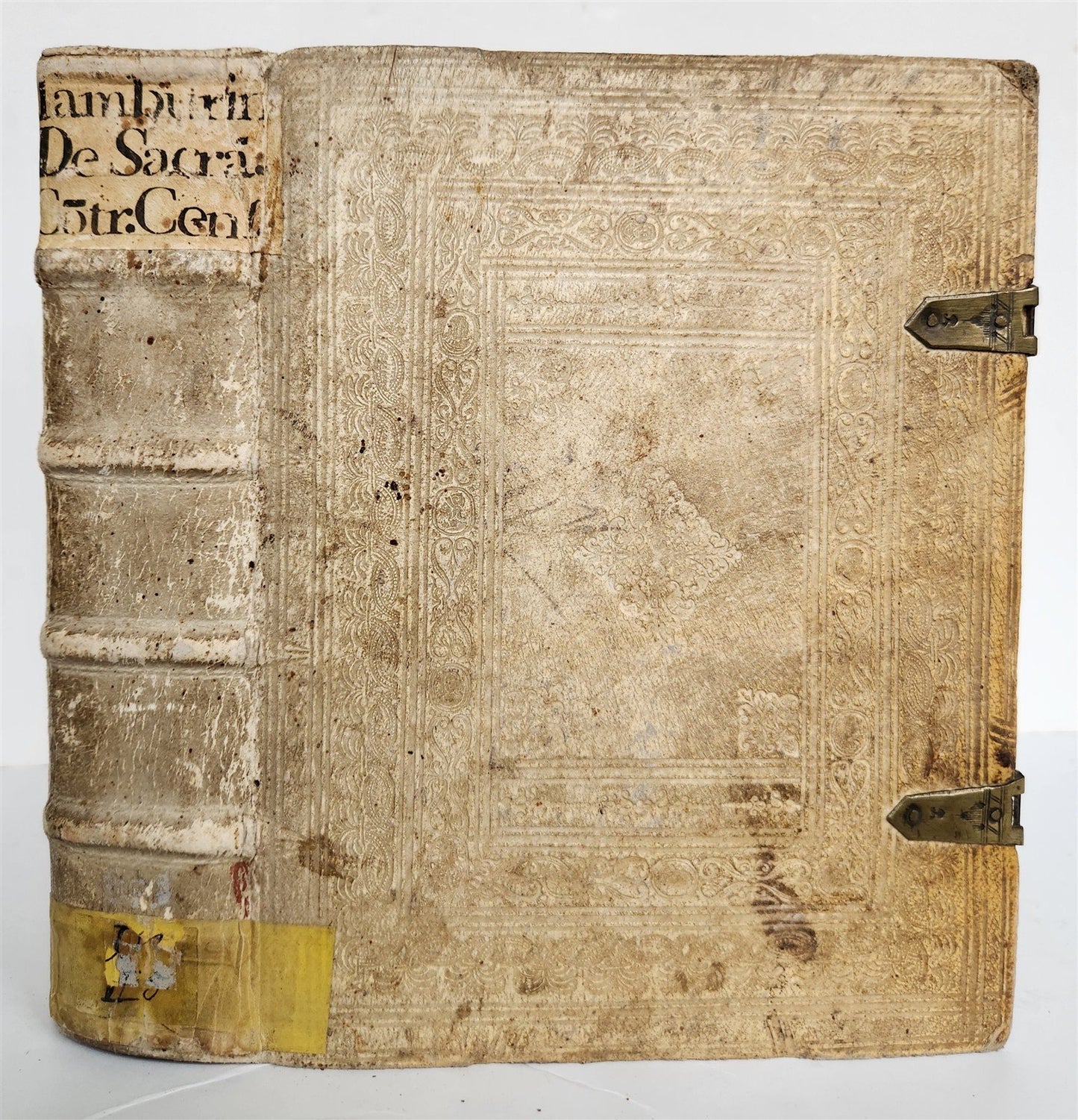 1665 THEOLOGY by Tommaso Tamburini antique PERIOD BINDING PIGSKIN w/ CLASPS