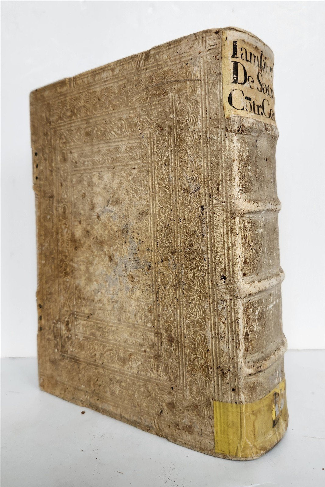 1665 THEOLOGY by Tommaso Tamburini antique PERIOD BINDING PIGSKIN w/ CLASPS