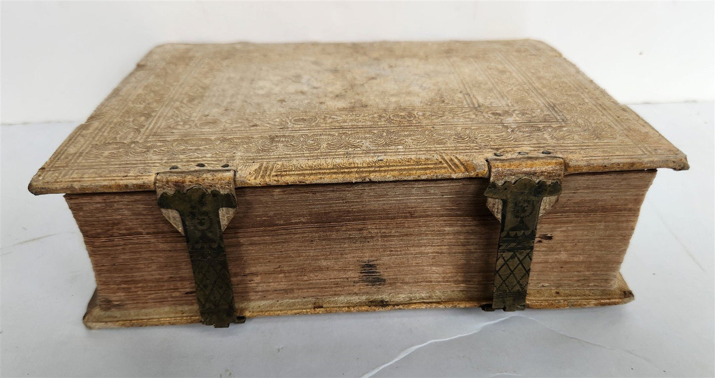 1665 THEOLOGY by Tommaso Tamburini antique PERIOD BINDING PIGSKIN w/ CLASPS