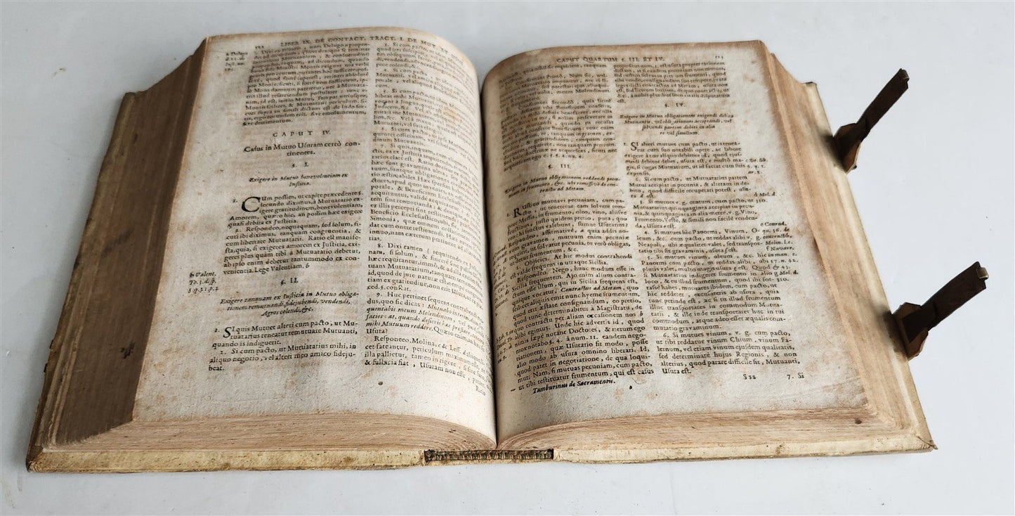 1665 THEOLOGY by Tommaso Tamburini antique PERIOD BINDING PIGSKIN w/ CLASPS