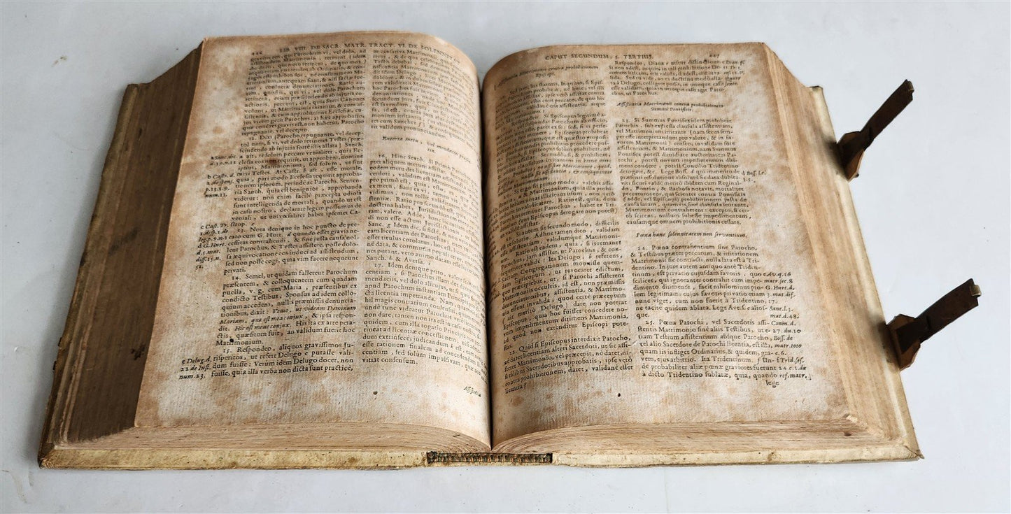 1665 THEOLOGY by Tommaso Tamburini antique PERIOD BINDING PIGSKIN w/ CLASPS