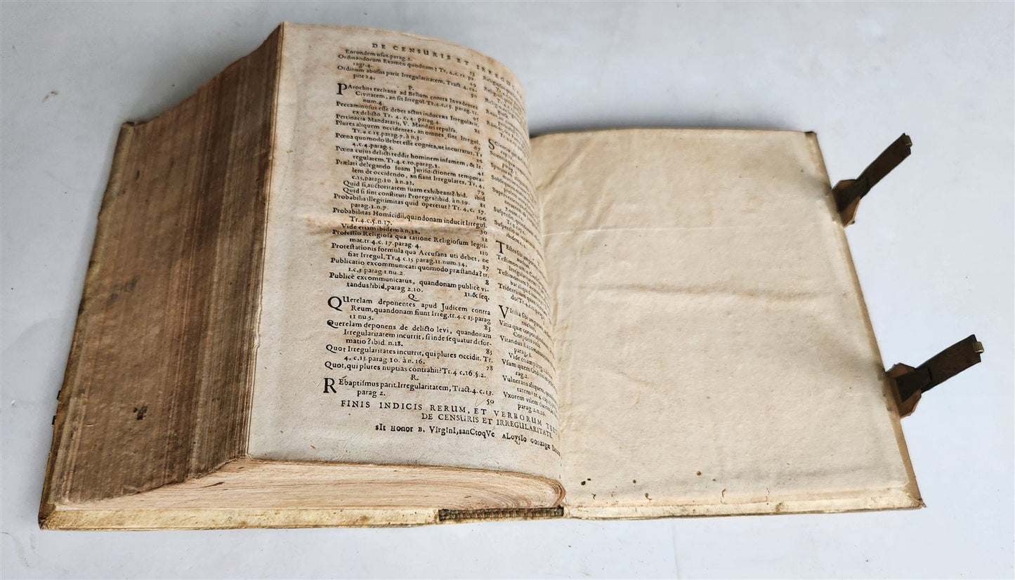 1665 THEOLOGY by Tommaso Tamburini antique PERIOD BINDING PIGSKIN w/ CLASPS