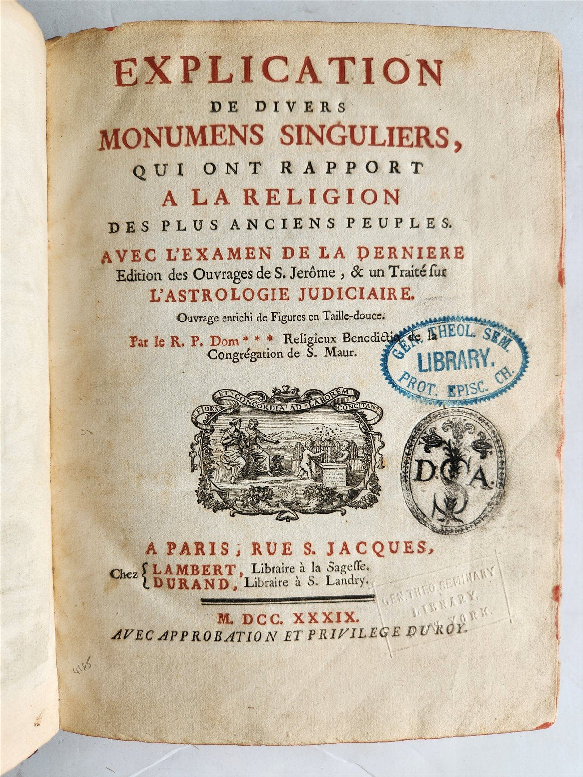 1739 ANCIENT CULTS & ASTROLOGY antique ILLUSTRATED in FRENCH