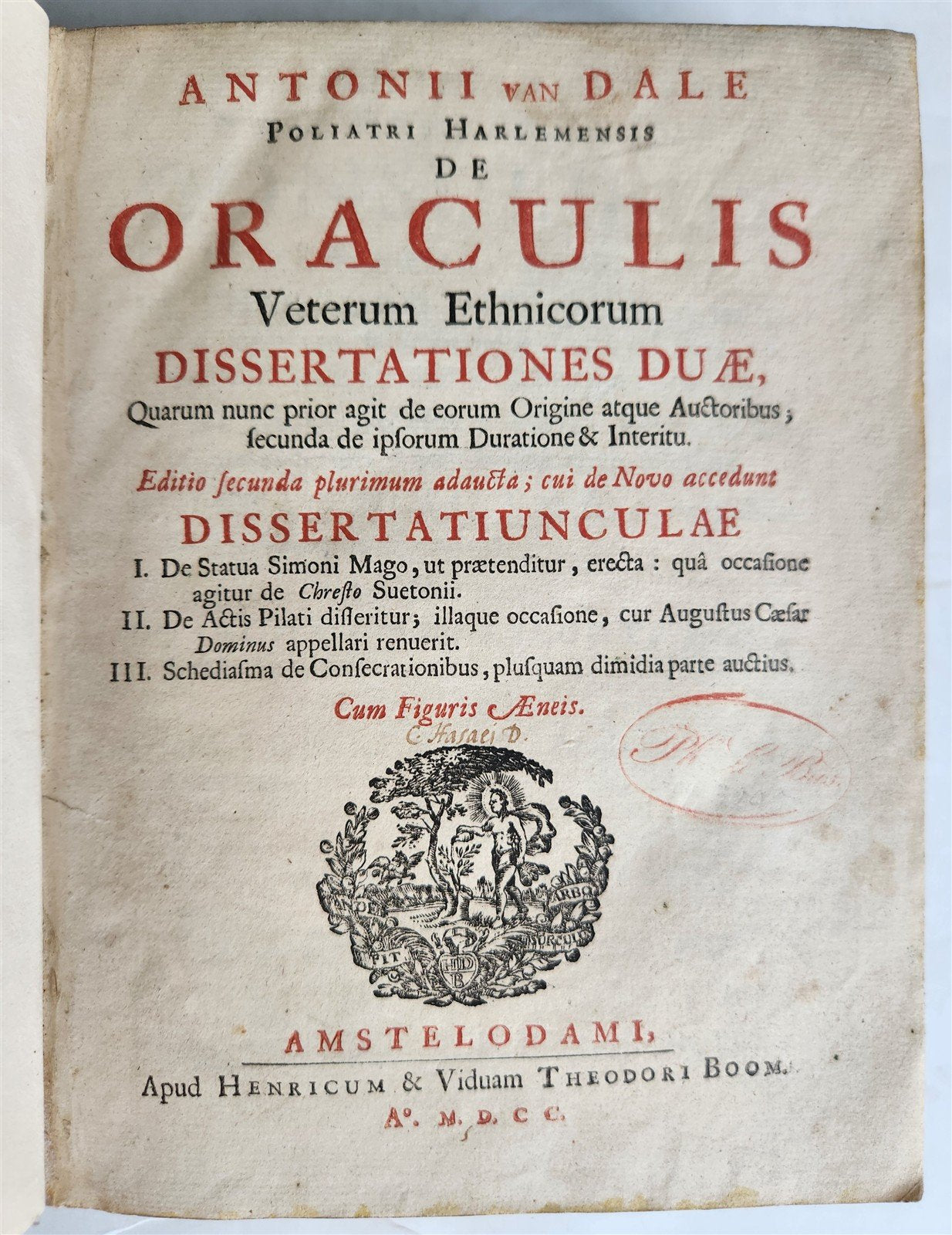 1700 OCCULT De oraculis veterum ANTON van DALE antique ILLUSTRATED 17th Century