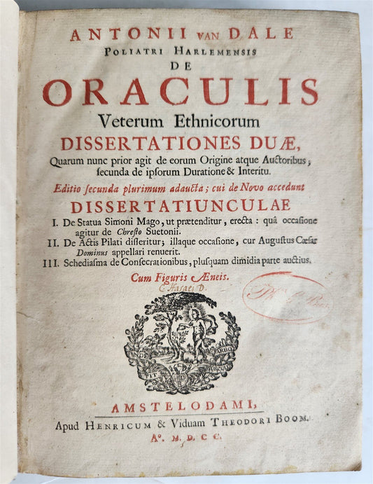1700 OCCULT De oraculis veterum ANTON van DALE antique ILLUSTRATED 17th Century