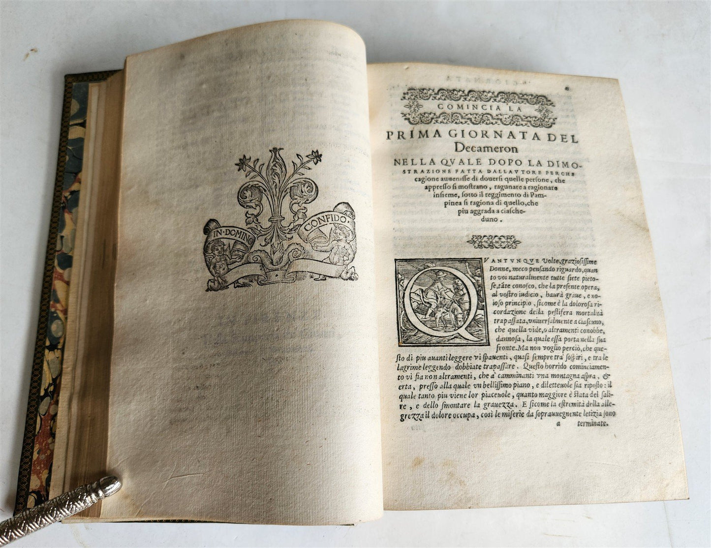 1582 DECAMERON by GIOVANI BOCCACCIO 16th CENTURY antique AMAZING BINDING
