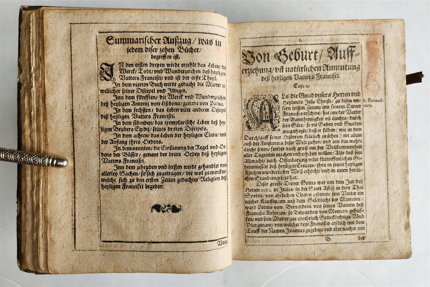 1604 HISTORY of FRANCISCAN ORDER in GERMAN by Mark of Lisbon antique PIGSKIN