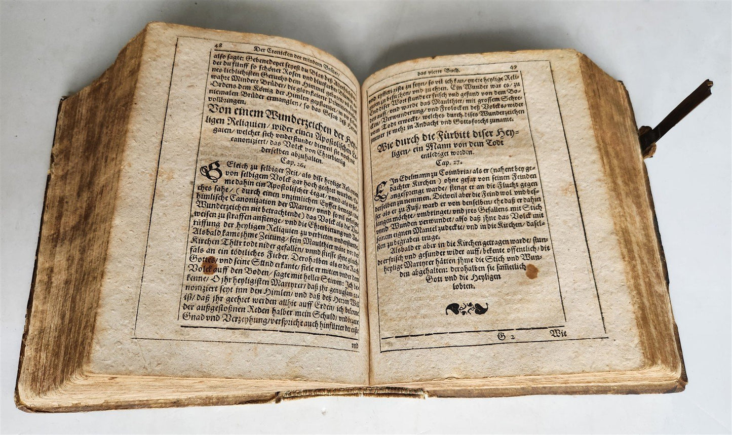 1604 HISTORY of FRANCISCAN ORDER in GERMAN by Mark of Lisbon antique PIGSKIN