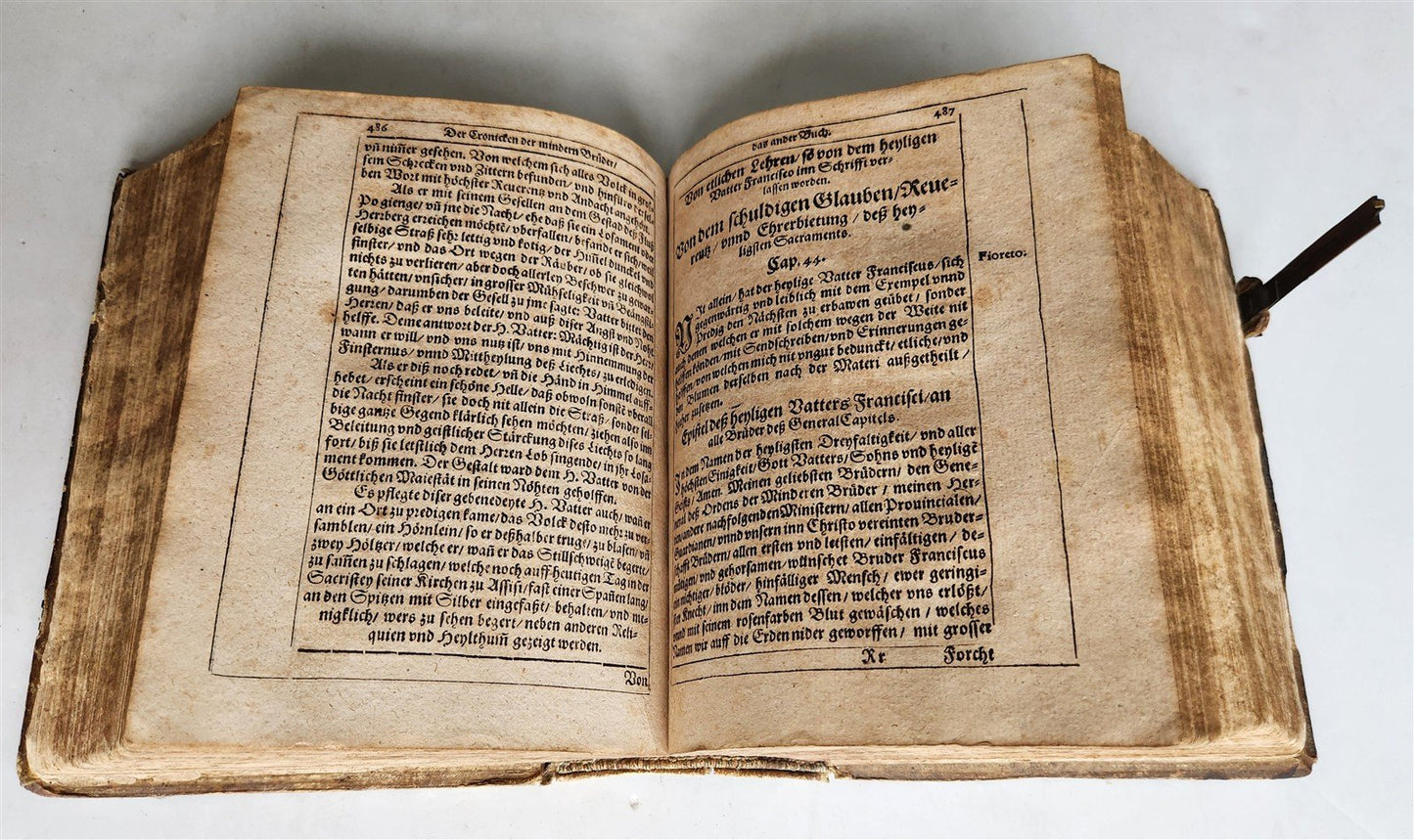 1604 HISTORY of FRANCISCAN ORDER in GERMAN by Mark of Lisbon antique PIGSKIN